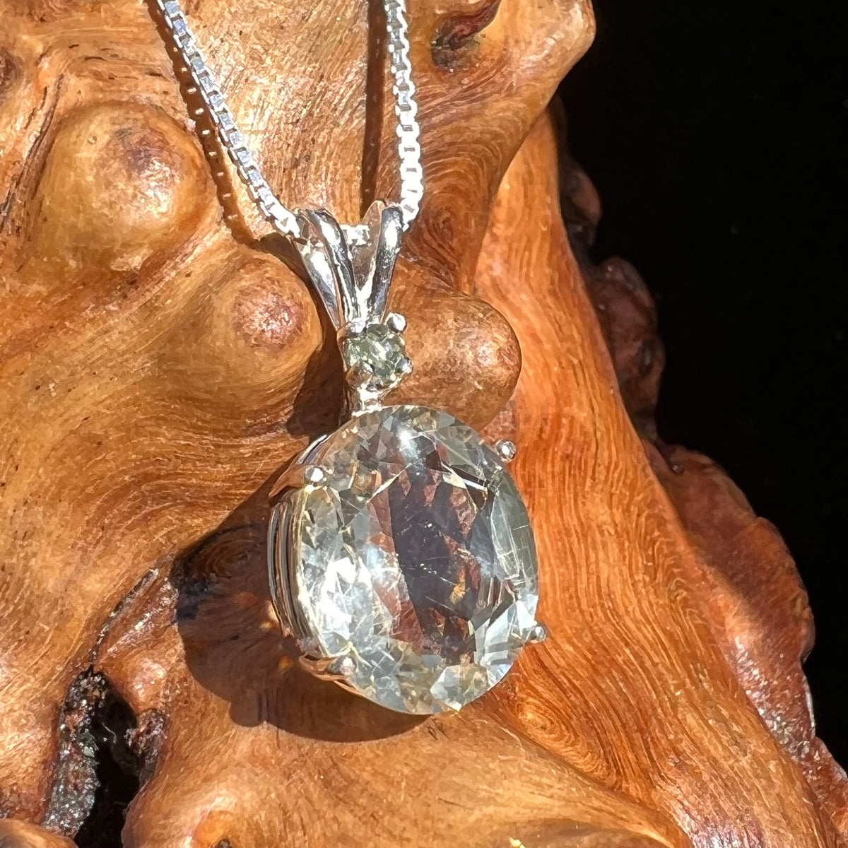 Yellow Labradorite Moldavite Necklace Sterling Silver #2454-Moldavite Life