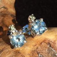 Aquamarine & Moldavite Sterling Silver Stud Earrings-Moldavite Life