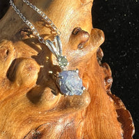 Benitoite Moldavite Necklace Sterling Silver #2079-Moldavite Life