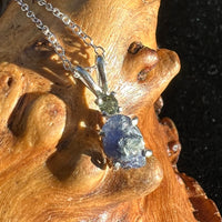 Benitoite Moldavite Necklace Sterling Silver #2081-Moldavite Life