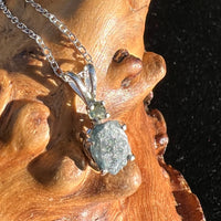 Raw Benitoite & Faceted Moldavite Necklace Sterling #2086-Moldavite Life