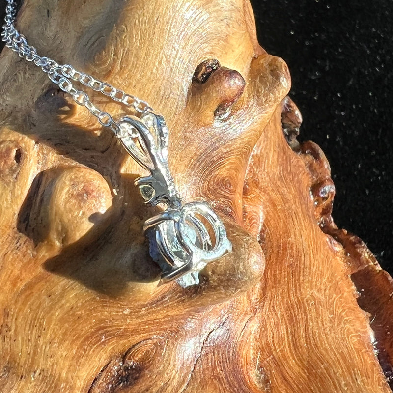 Raw Benitoite & Faceted Moldavite Necklace Sterling #2087-Moldavite Life