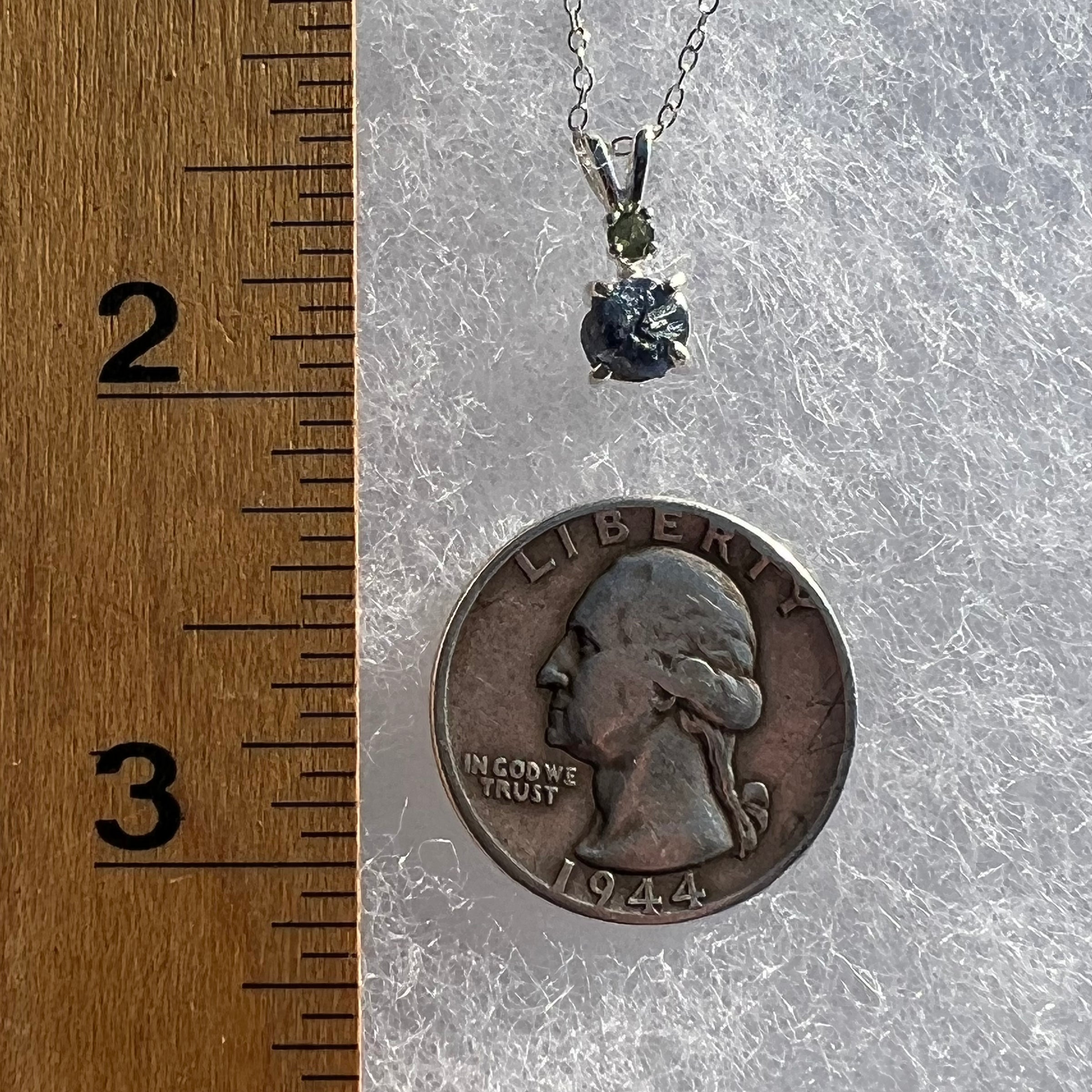 Benitoite Moldavite Necklace Sterling Silver #2089-Moldavite Life