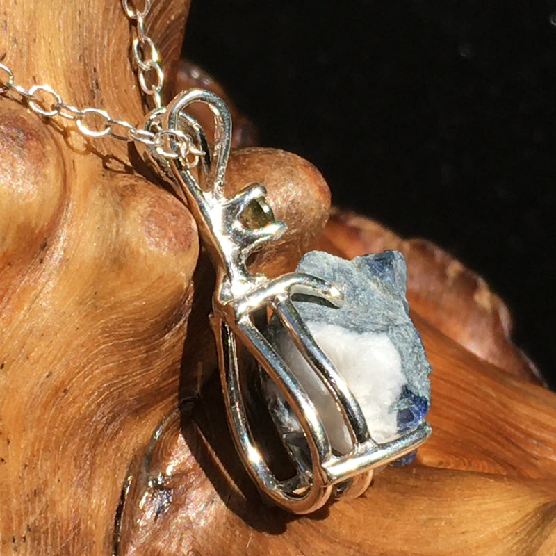 Benitoite Crystal Moldavite Necklace Sterling Silver-Moldavite Life