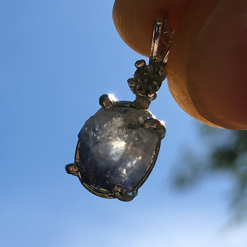 Benitoite Crystal Moldavite Necklace Sterling Silver-Moldavite Life