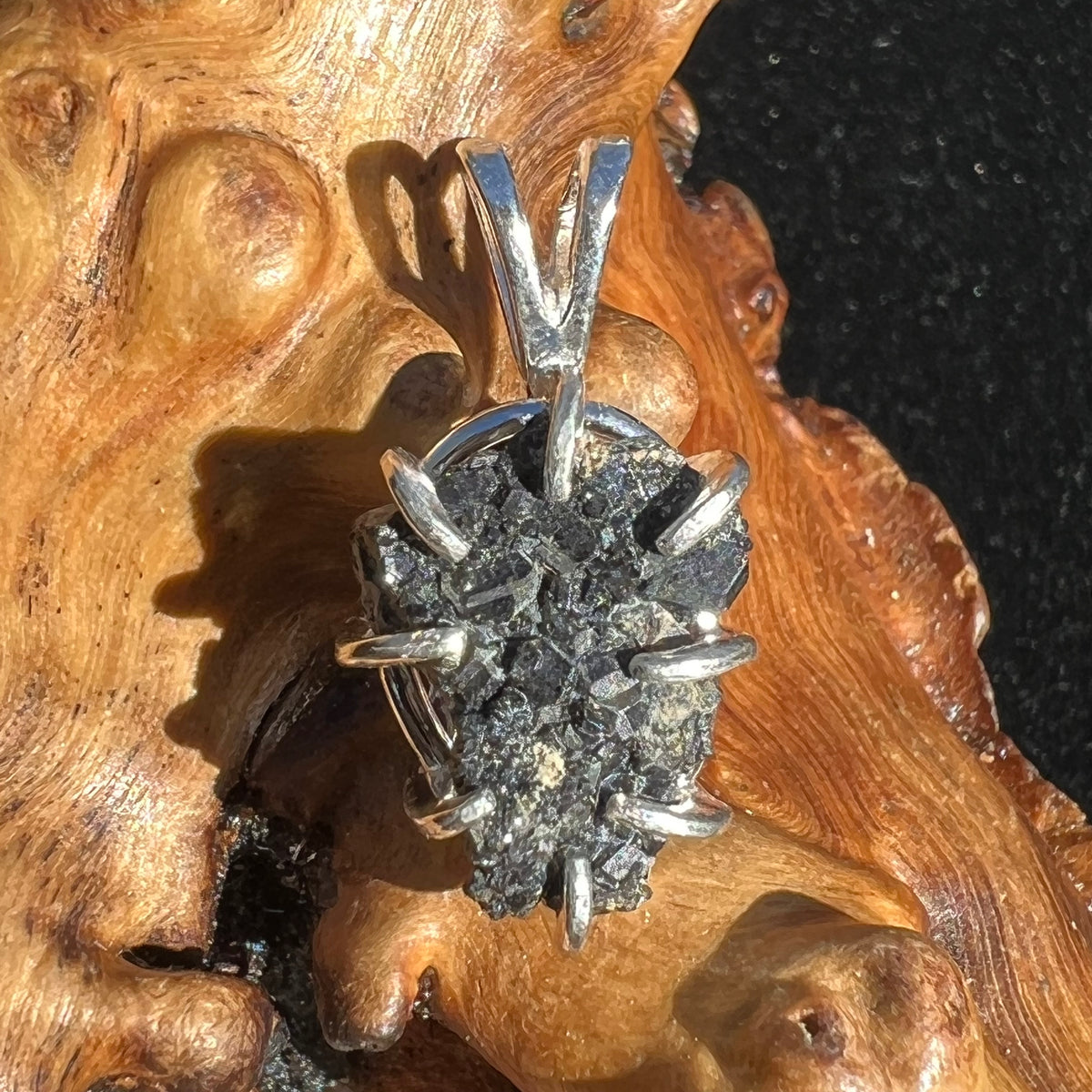 Melanite Black Garnet Pendant Sterling Silver #19461-Moldavite Life