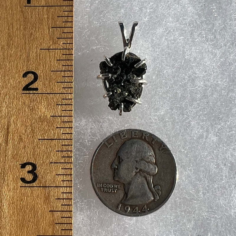 Melanite Black Garnet Pendant Sterling Silver #19461-Moldavite Life
