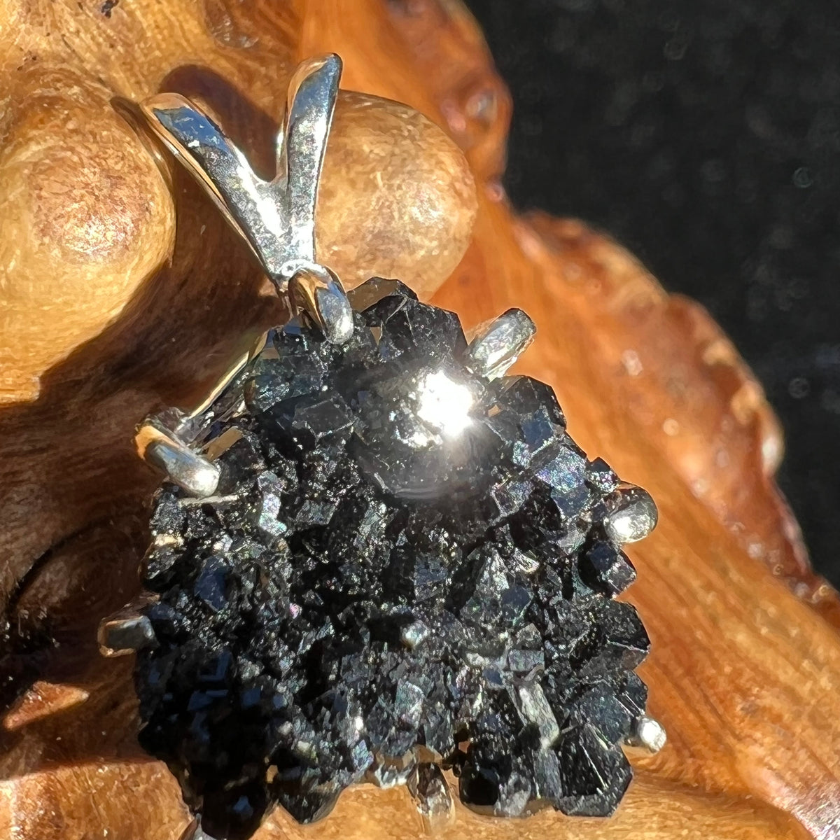 Melanite Black Garnet Pendant Sterling Silver #19471-Moldavite Life