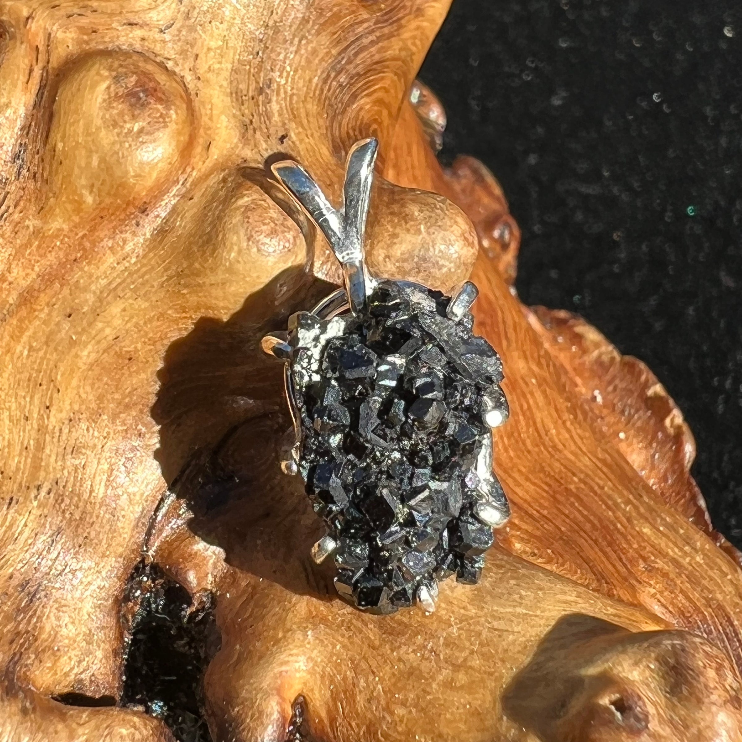 Melanite Black Garnet Pendant Sterling Silver #19481-Moldavite Life