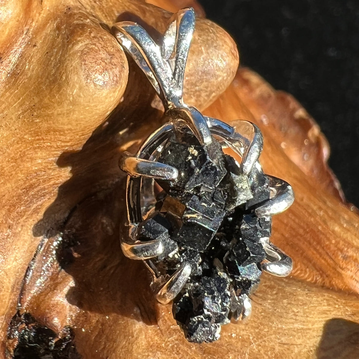 Melanite Black Garnet Pendant Sterling Silver #19511-Moldavite Life