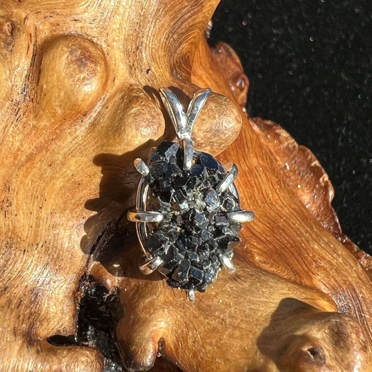 Melanite Black Garnet Pendant Sterling Silver #19531-Moldavite Life