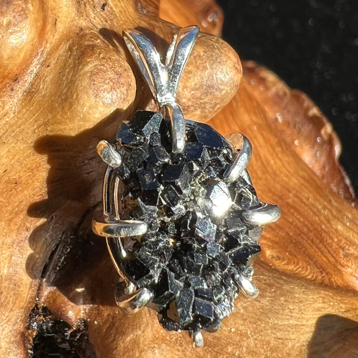 Melanite Black Garnet Pendant Sterling Silver #19531-Moldavite Life