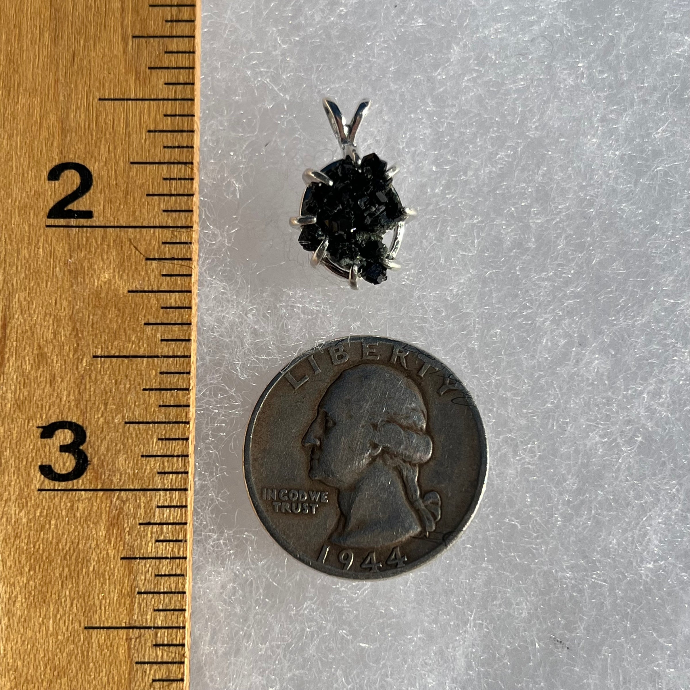 Melanite Black Garnet Pendant Sterling Silver #19541-Moldavite Life