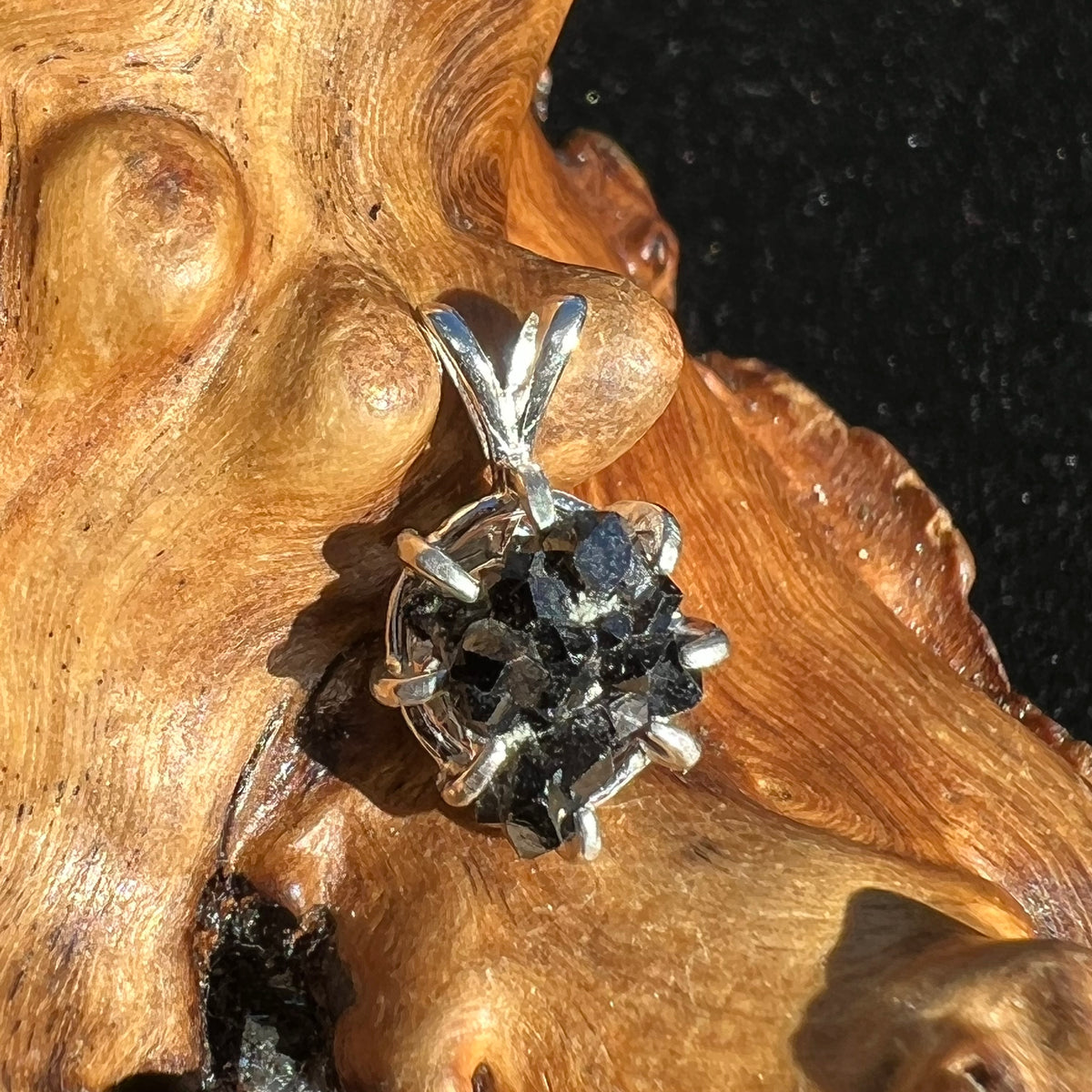 Melanite Black Garnet Pendant Sterling Silver #19611-Moldavite Life