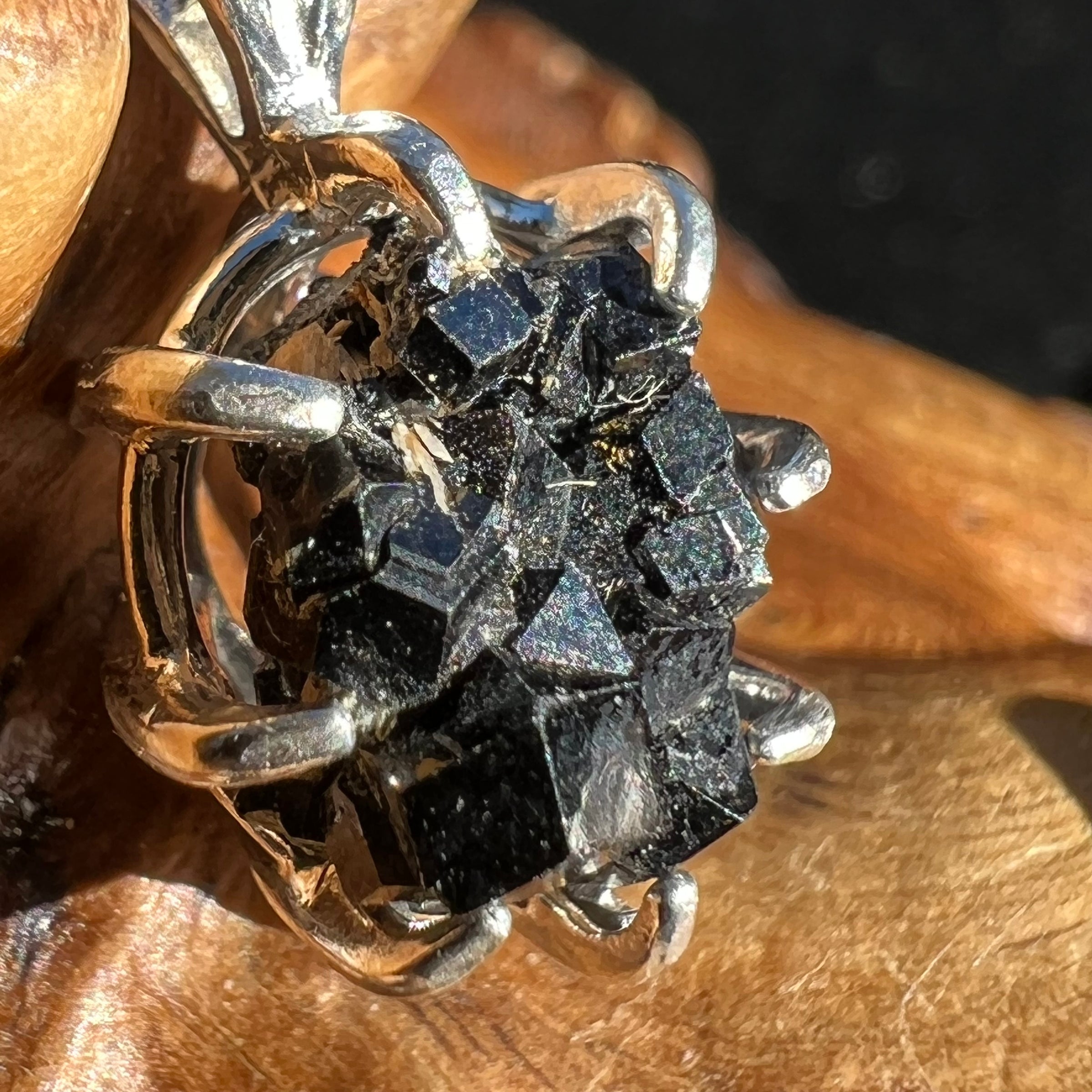 Melanite Black Garnet Pendant Sterling Silver #19641-Moldavite Life