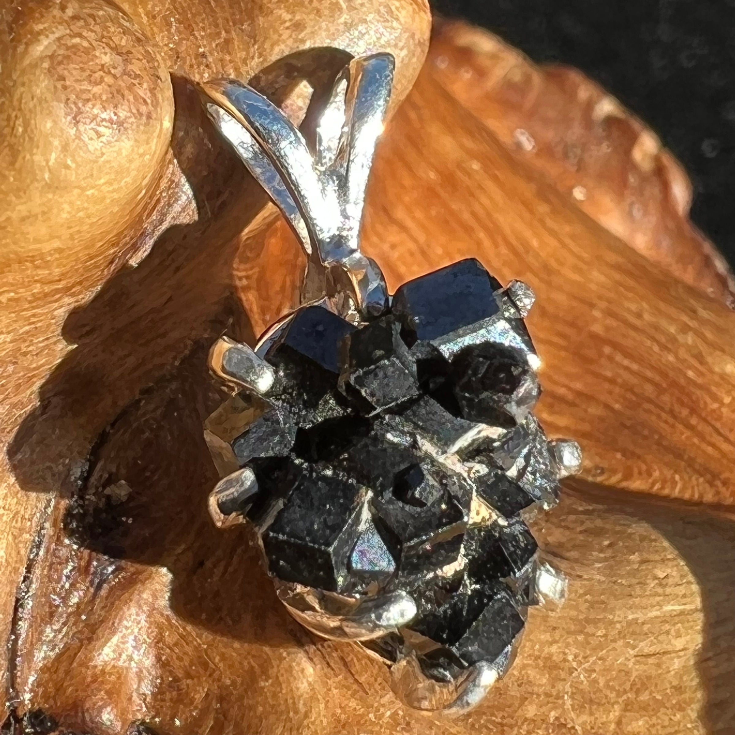 Melanite Black Garnet Pendant Sterling Silver #19781-Moldavite Life