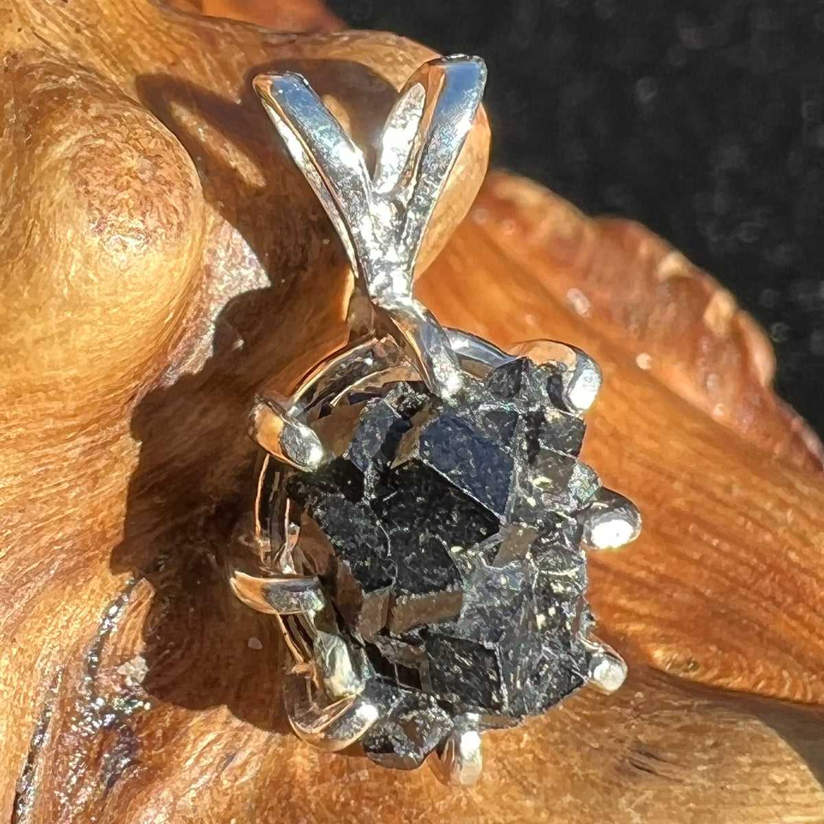 Melanite Black Garnet Pendant Sterling Silver #19791-Moldavite Life