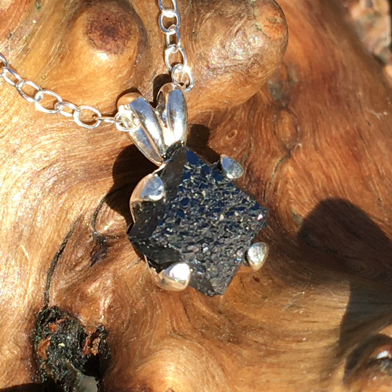Women's Brookite Crystal Sterling Silver Necklace-Moldavite Life