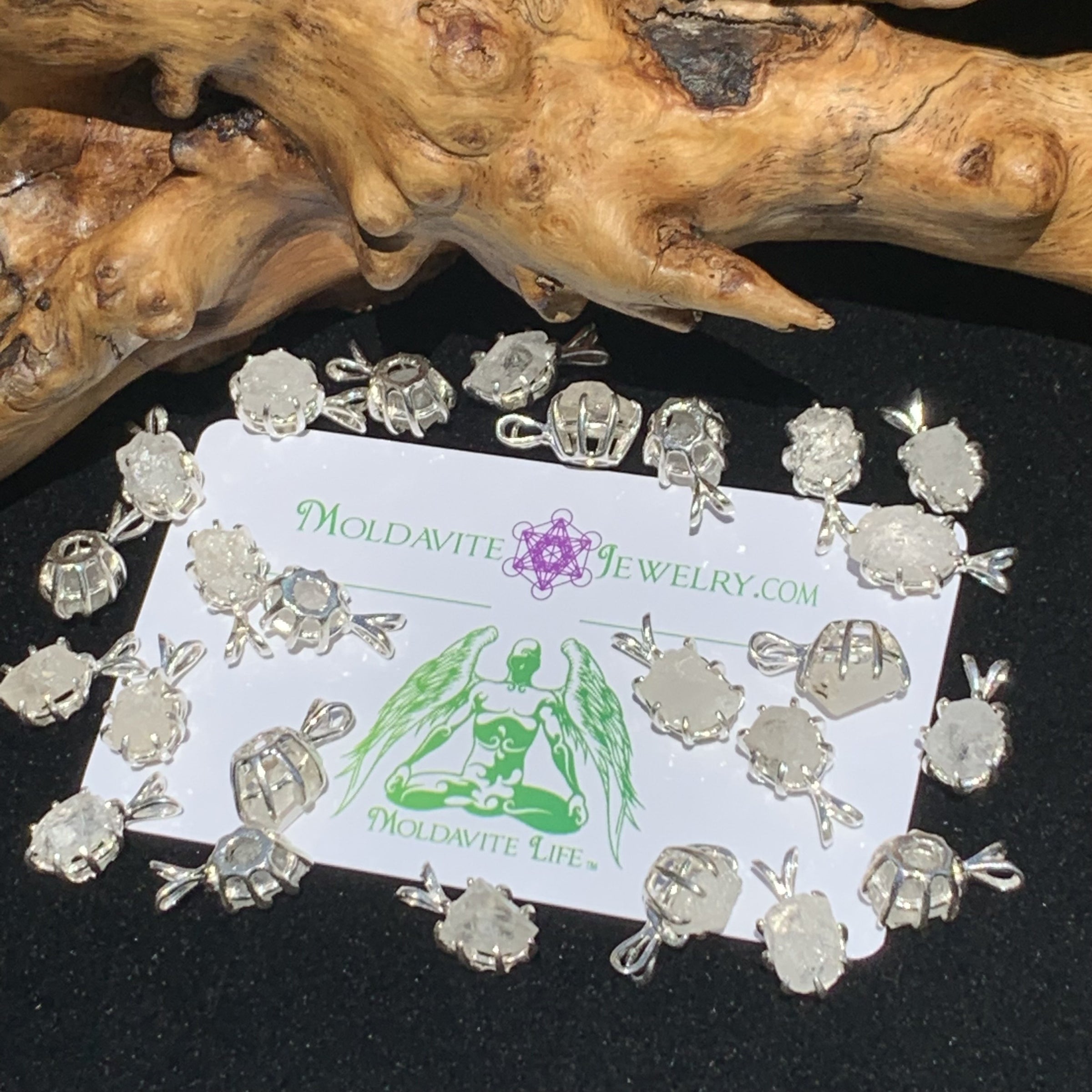 Burmese Phenacite Pendant Sterling Silver Natural Raw-Moldavite Life