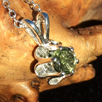 Moldavite & Herkimer Diamond Necklace Sterling Silver