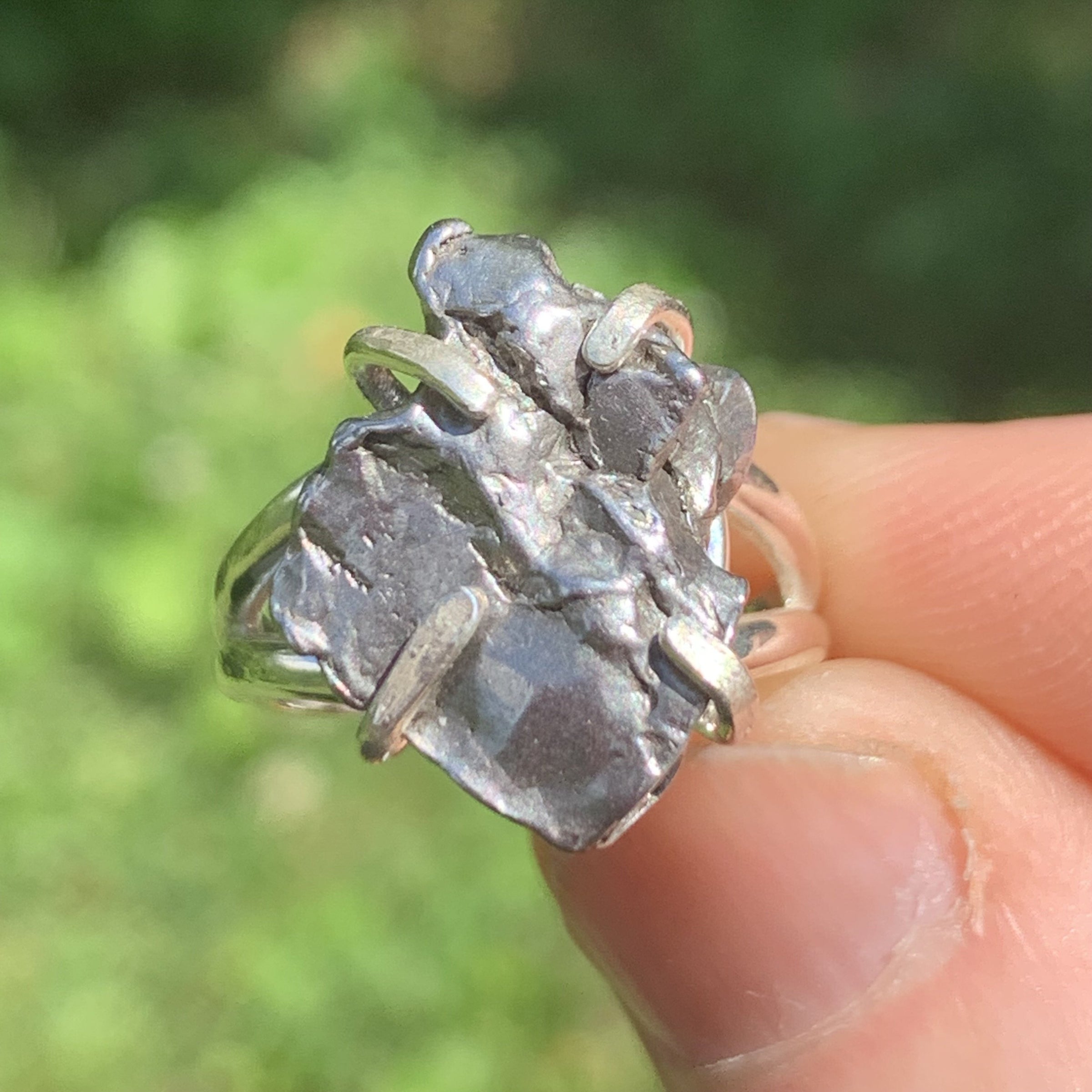 Campo Del Cielo Meteorite Ring Sterling Silver 22-Moldavite Life