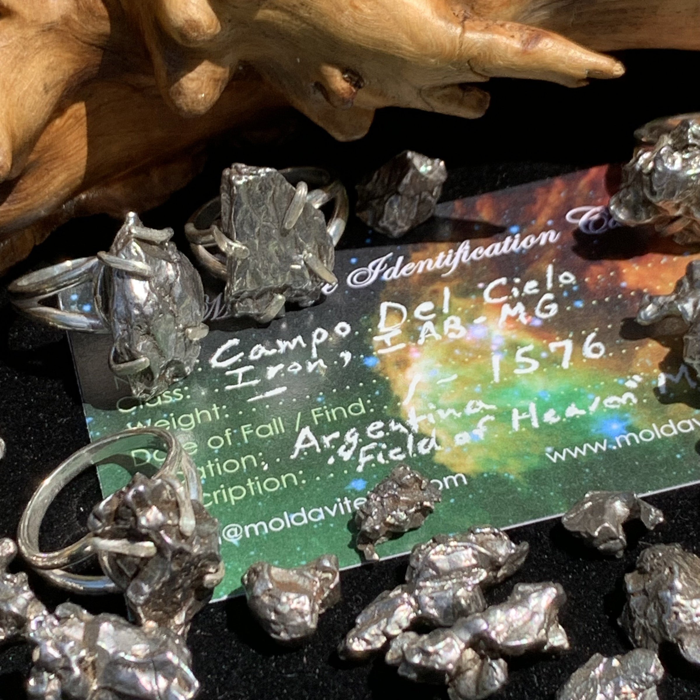 Campo Del Cielo Meteorite Ring Sterling Silver 25-Moldavite Life