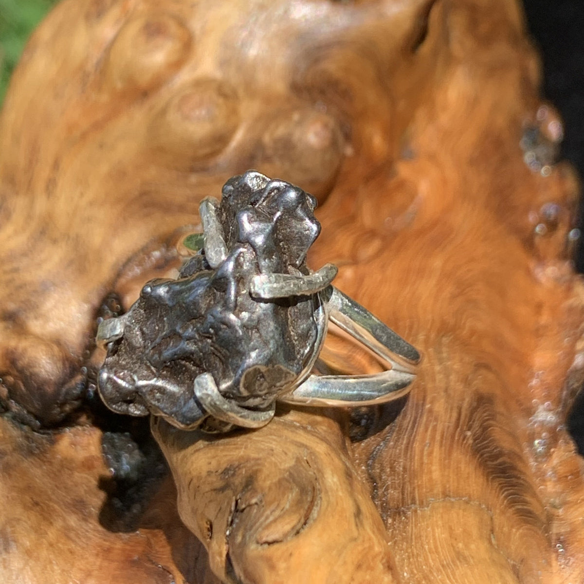 Campo Del Cielo Meteorite Ring Sterling Silver 27-Moldavite Life