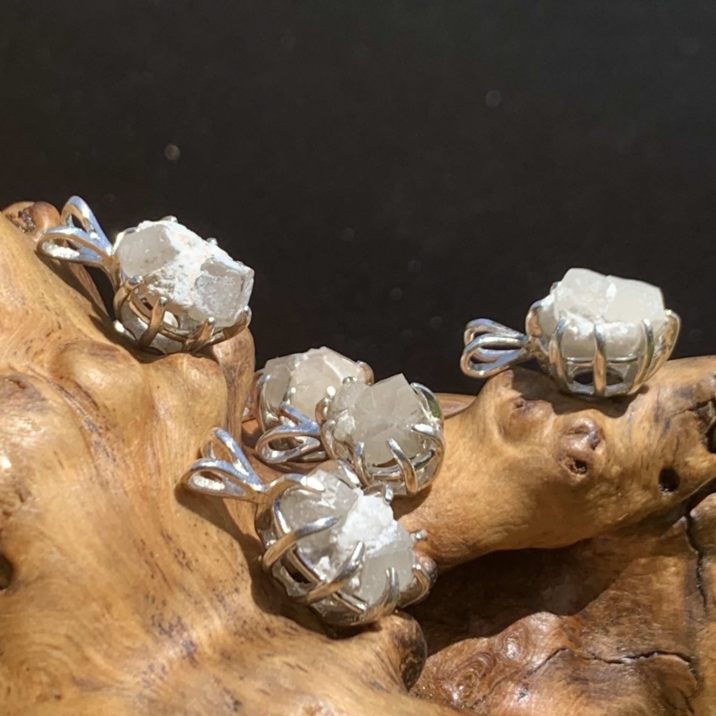 Colorado Phenacite Pendant Sterling Silver Natural Raw-Moldavite Life
