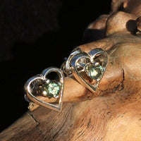 Faceted Moldavite Heart Earrings Sterling Silver-Moldavite Life