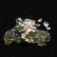 Faceted Moldavite & Phenacite Crystal Sterling Silver Stud Earrings-Moldavite Life