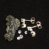 Faceted Moldavite & Phenacite Crystal Sterling Silver Stud Earrings-Moldavite Life