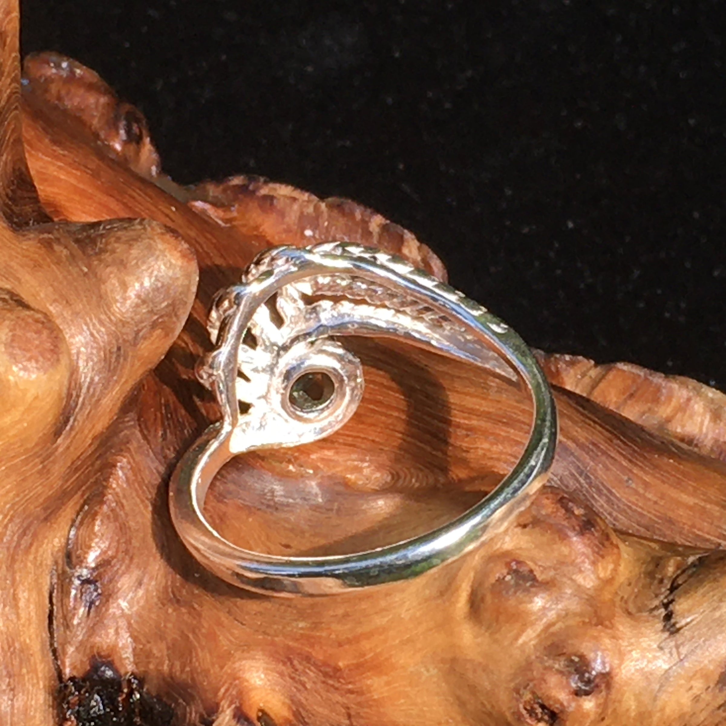 Womens Faceted Moldavite Ring Size Sterling Silver 4mm Rope-Moldavite Life