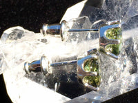 Faceted Moldavite Stud Earrings 7x5mm Sterling Silver-Moldavite Jewelry
