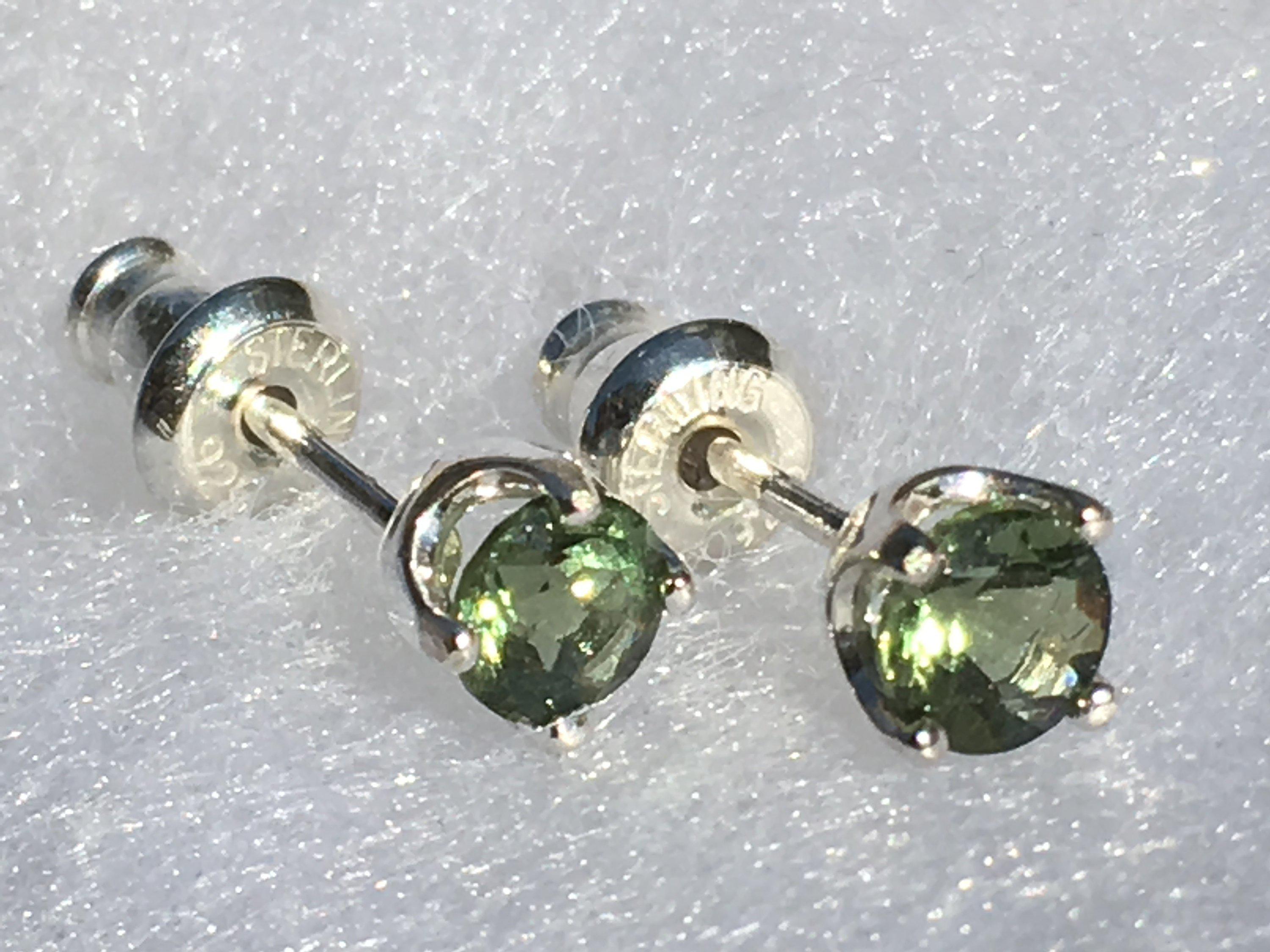 925 Moldavite Faceted 6x4MM Stud 2024 Earring