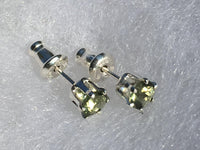 Faceted Moldavite Stud Earrings Sterling Silver 6 Prong-Moldavite Life