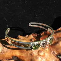 Faceted Moldavite Super 7 Bracelet Sterling Silver-Moldavite Life