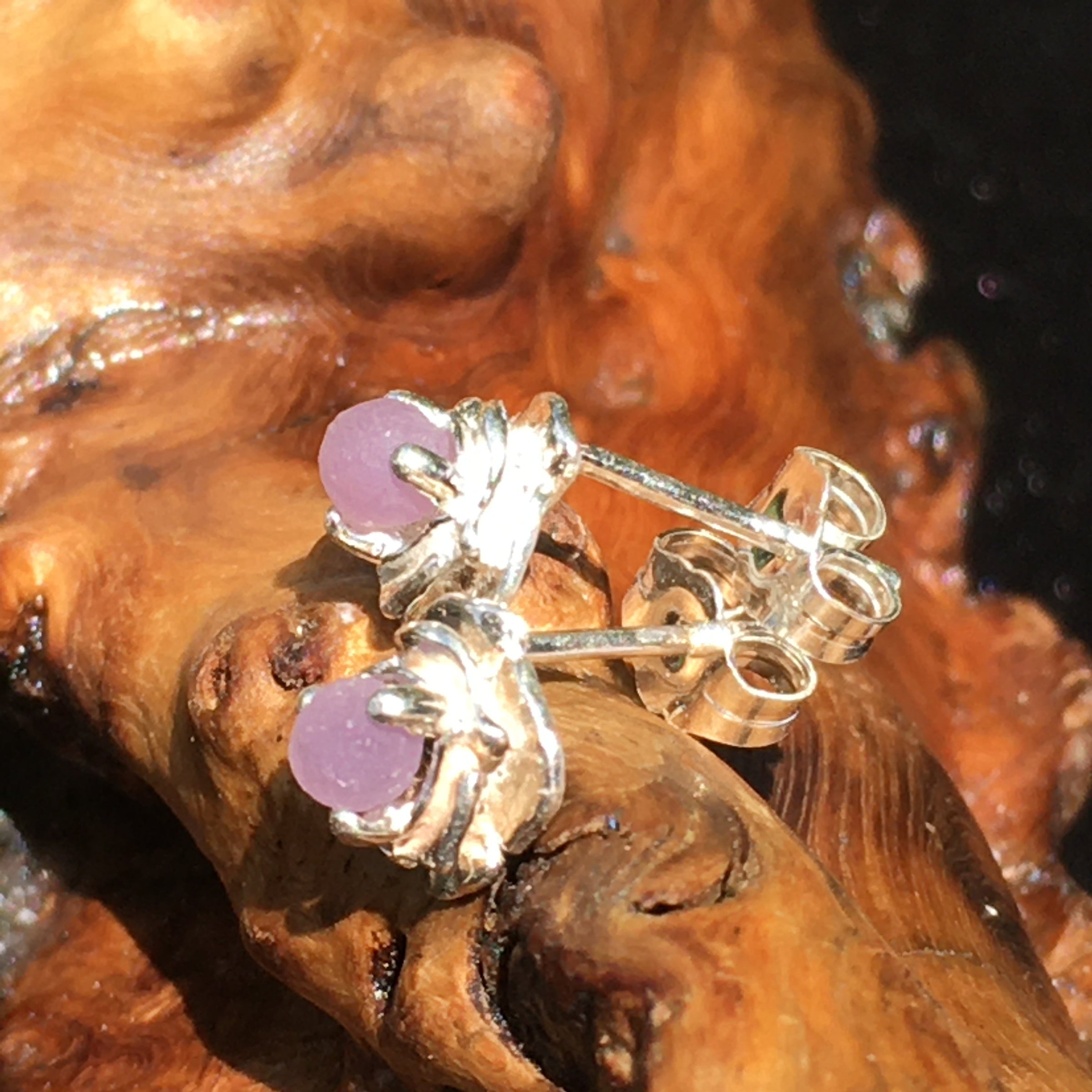 Grape Agate Rose Earrings Sterling Silver-Moldavite Life