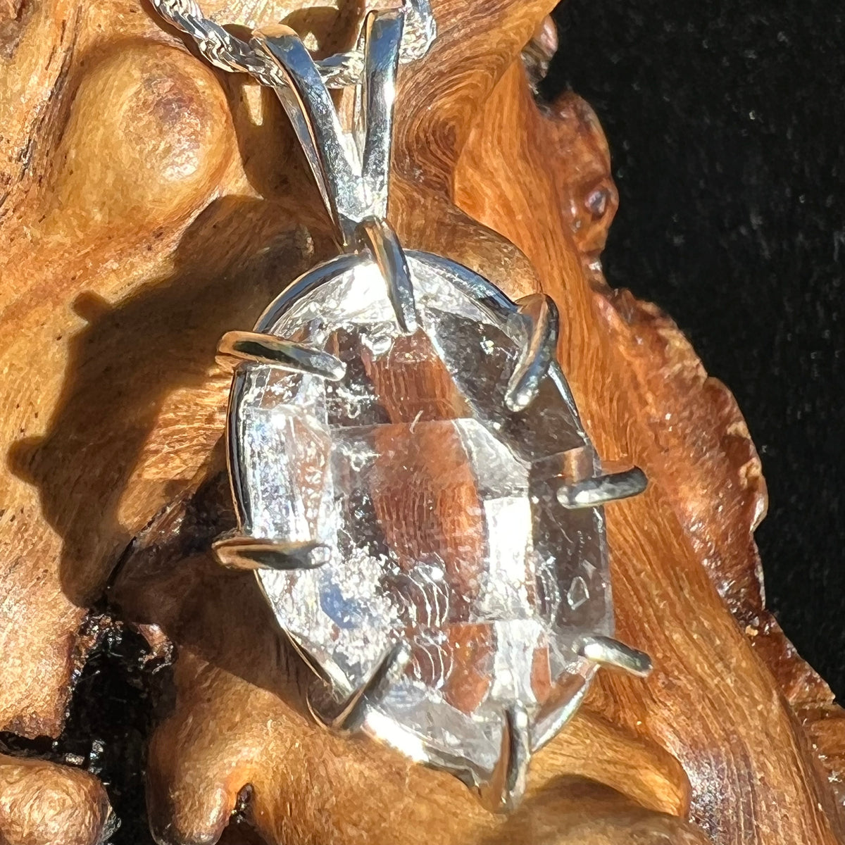 Herkimer Diamond Pendant Sterling Silver Large-Moldavite Life