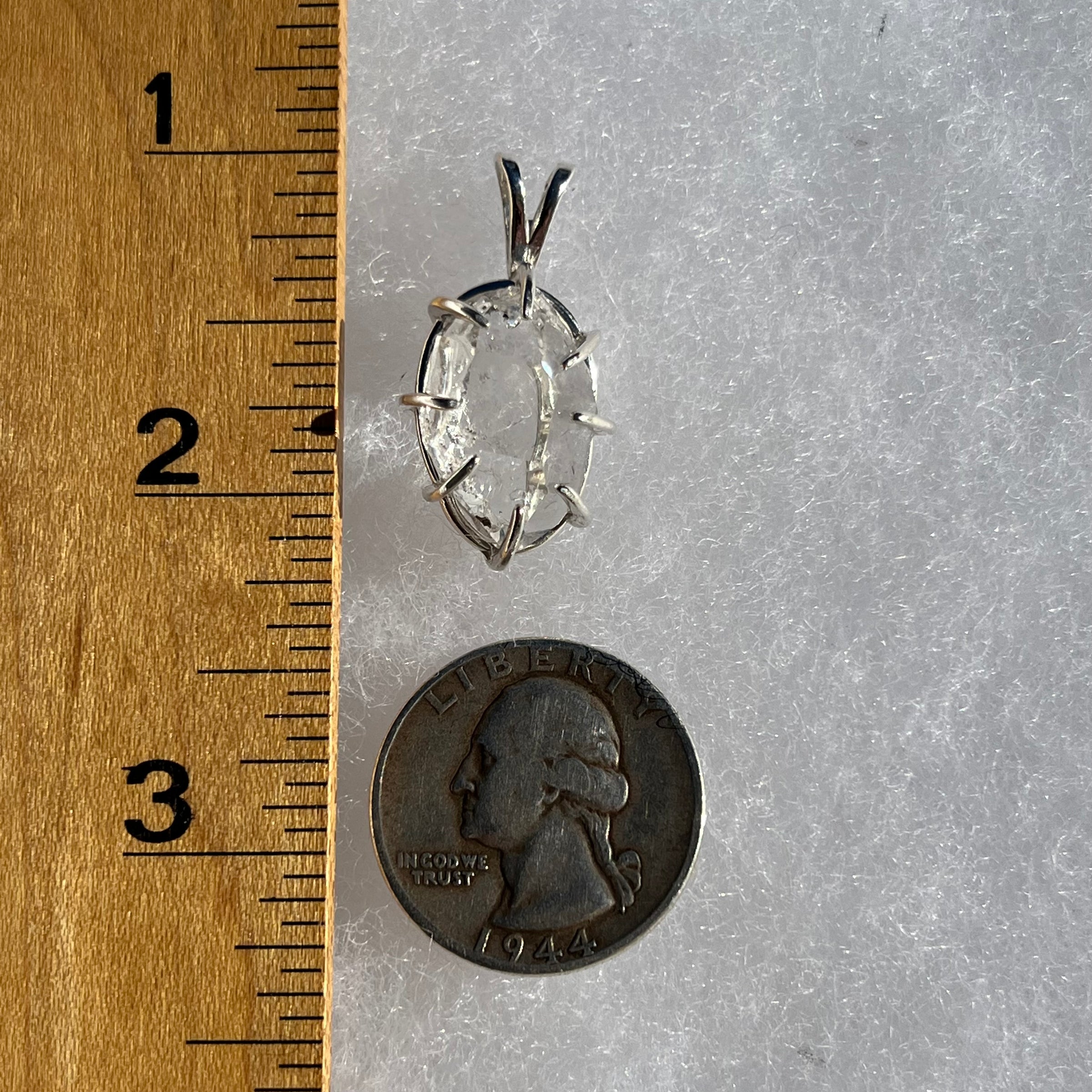Herkimer Diamond Pendant Sterling Silver Large-Moldavite Life