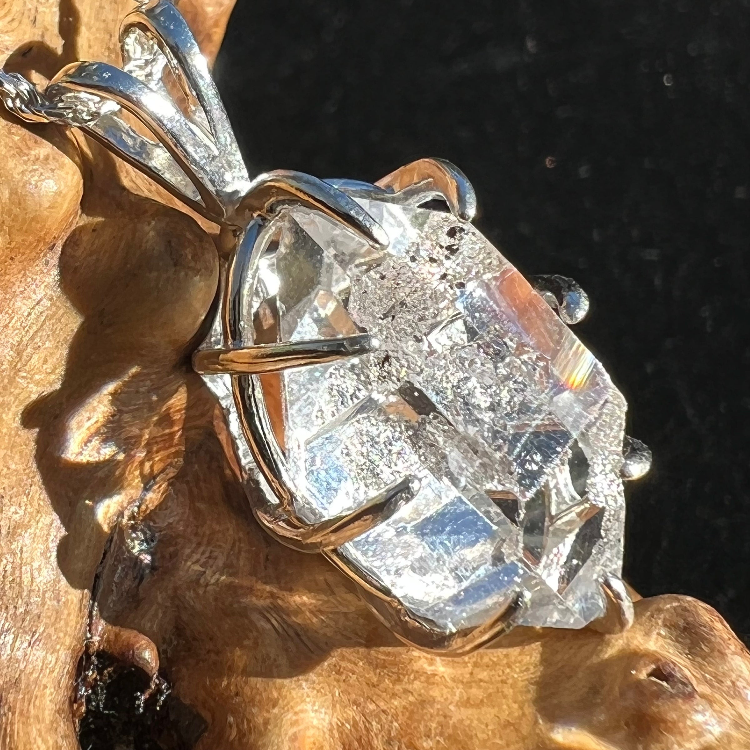 Herkimer Diamond Pendant Sterling Silver Large-Moldavite Life