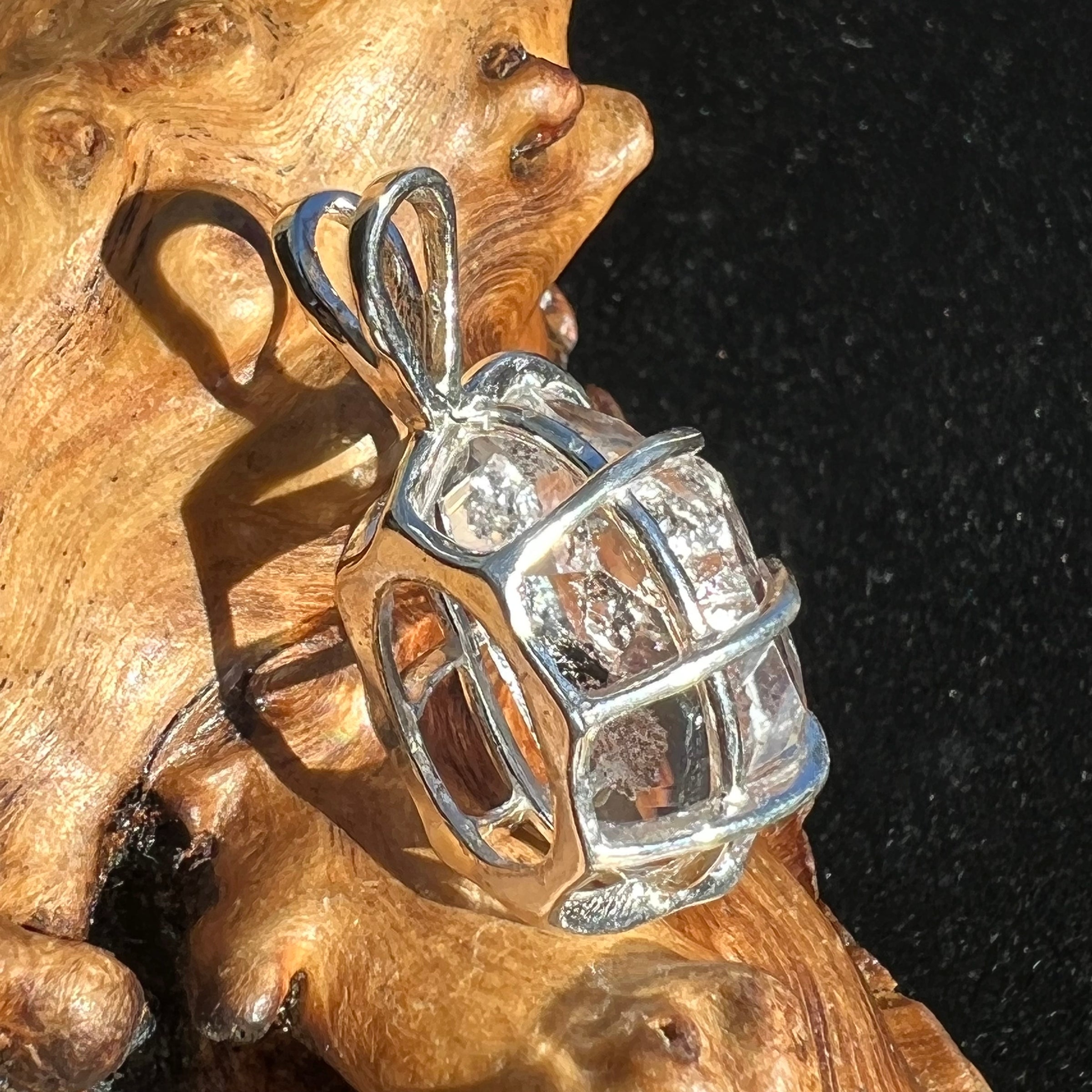 Herkimer Diamond Pendant Sterling Silver Large-Moldavite Life