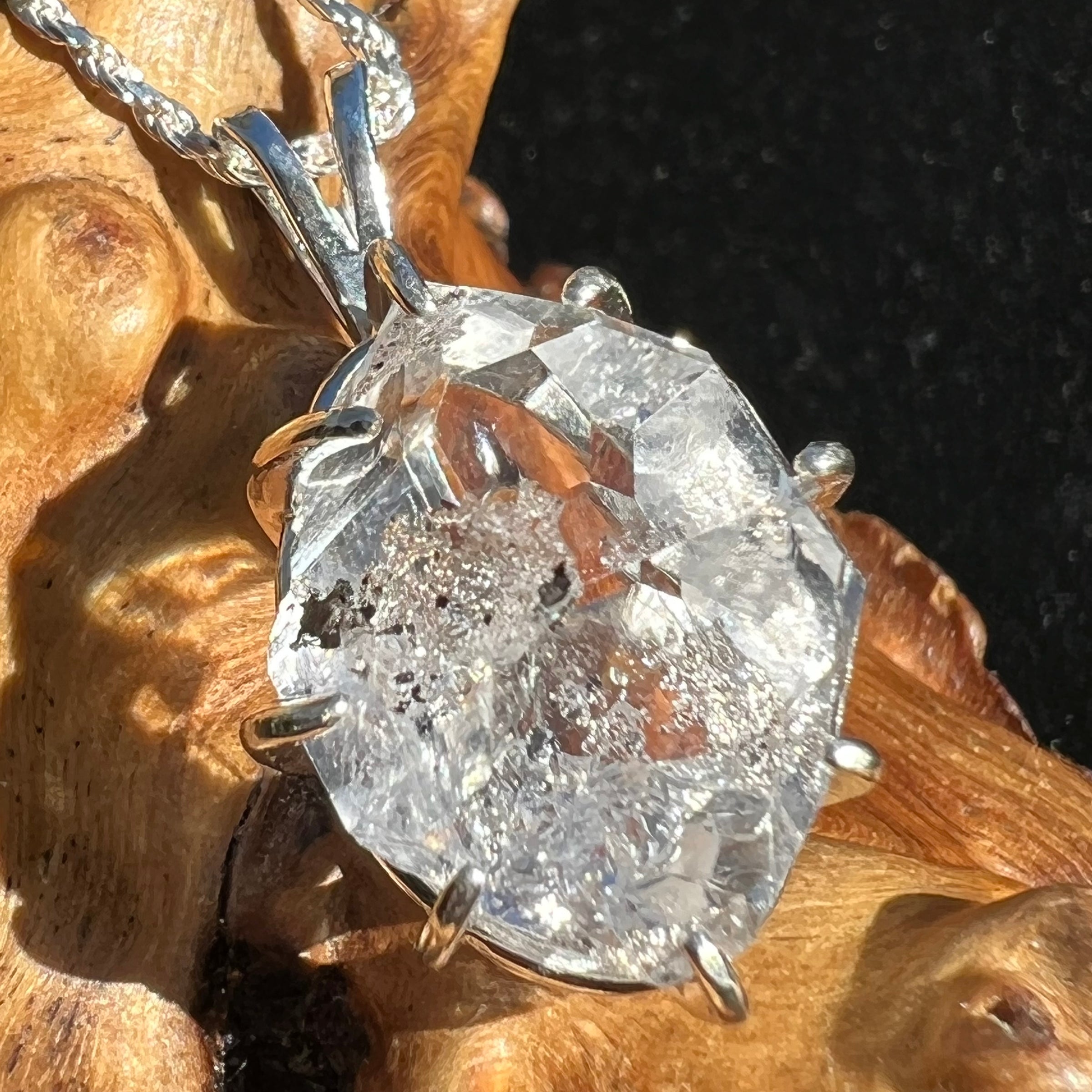 Herkimer Diamond Pendant Sterling Silver Large-Moldavite Life