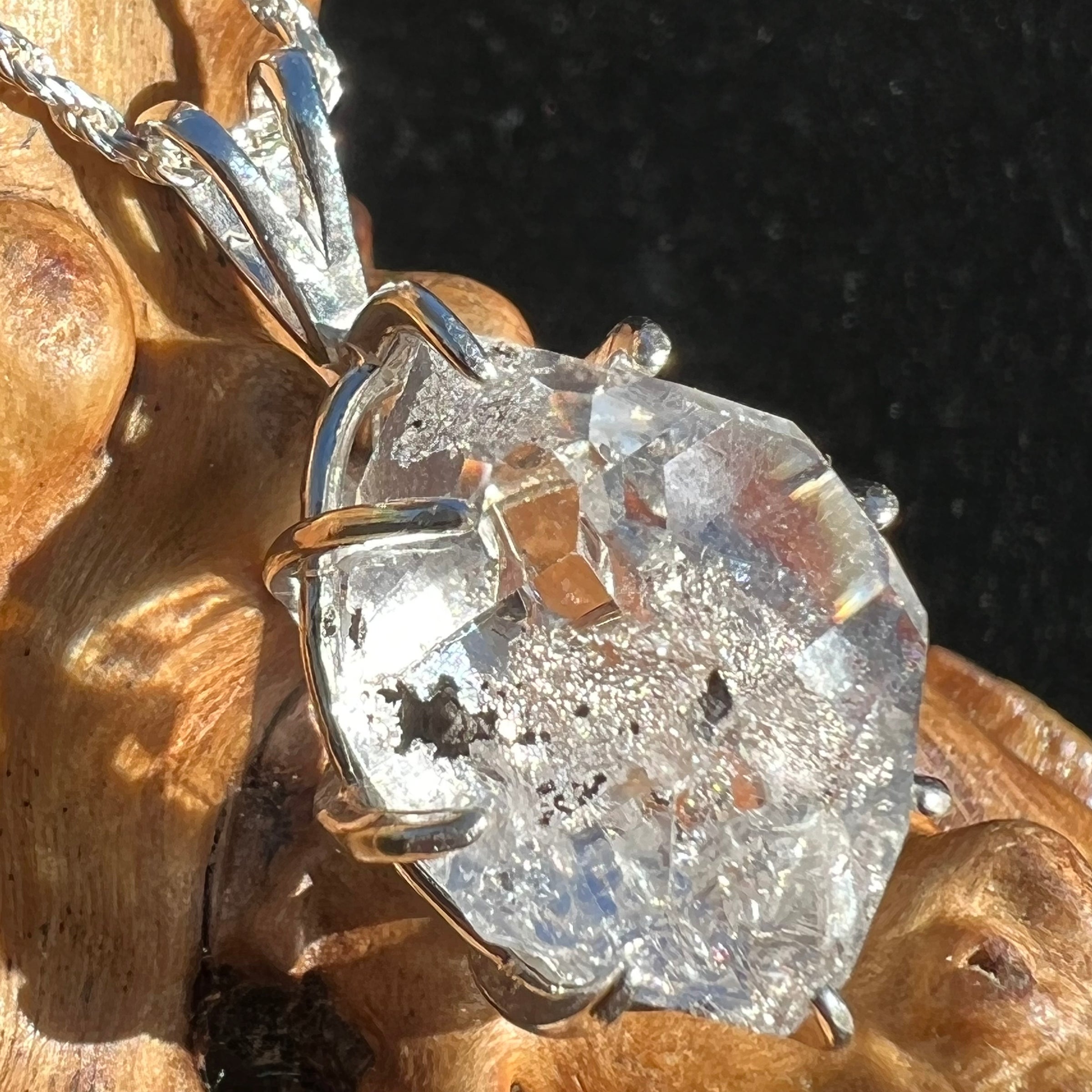 Herkimer Diamond Pendant Sterling Silver Large-Moldavite Life