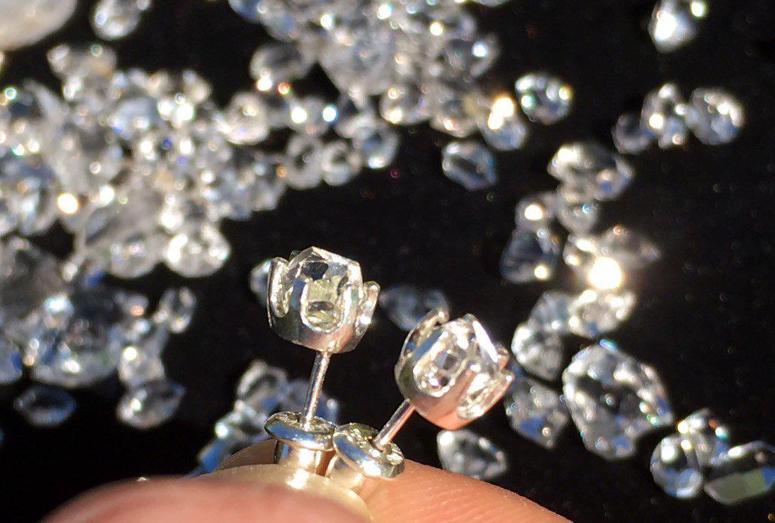 Herkimer Diamind Sterling Silver Stud Earrings 8x6mm Water Clear-Moldavite Jewelry