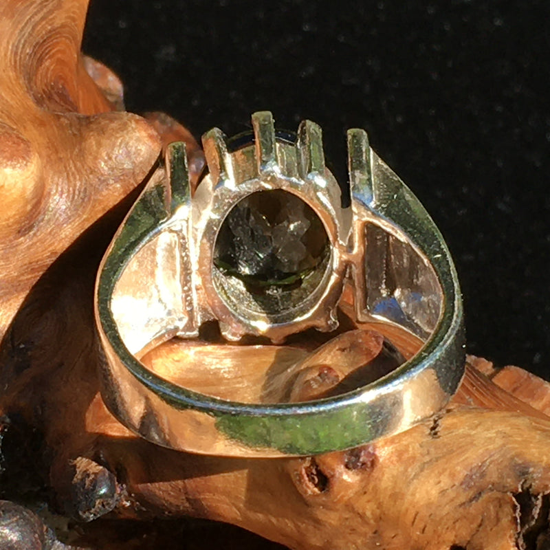 Faceted Mens Moldavite Ring Sterling Silver-Moldavite Life