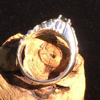 Mens Faceted Moldavite Ring Sterling Silver Swirl Nugget-Moldavite Life