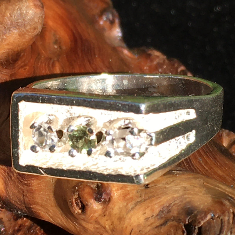 Men's Moldavite Herkimer & Phenacite Ring Silver-Moldavite Life