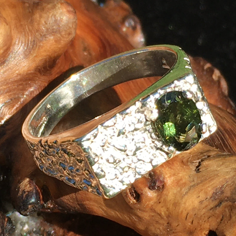 Men's Moldavite Ring Sterling Silver Nugget-Moldavite Life