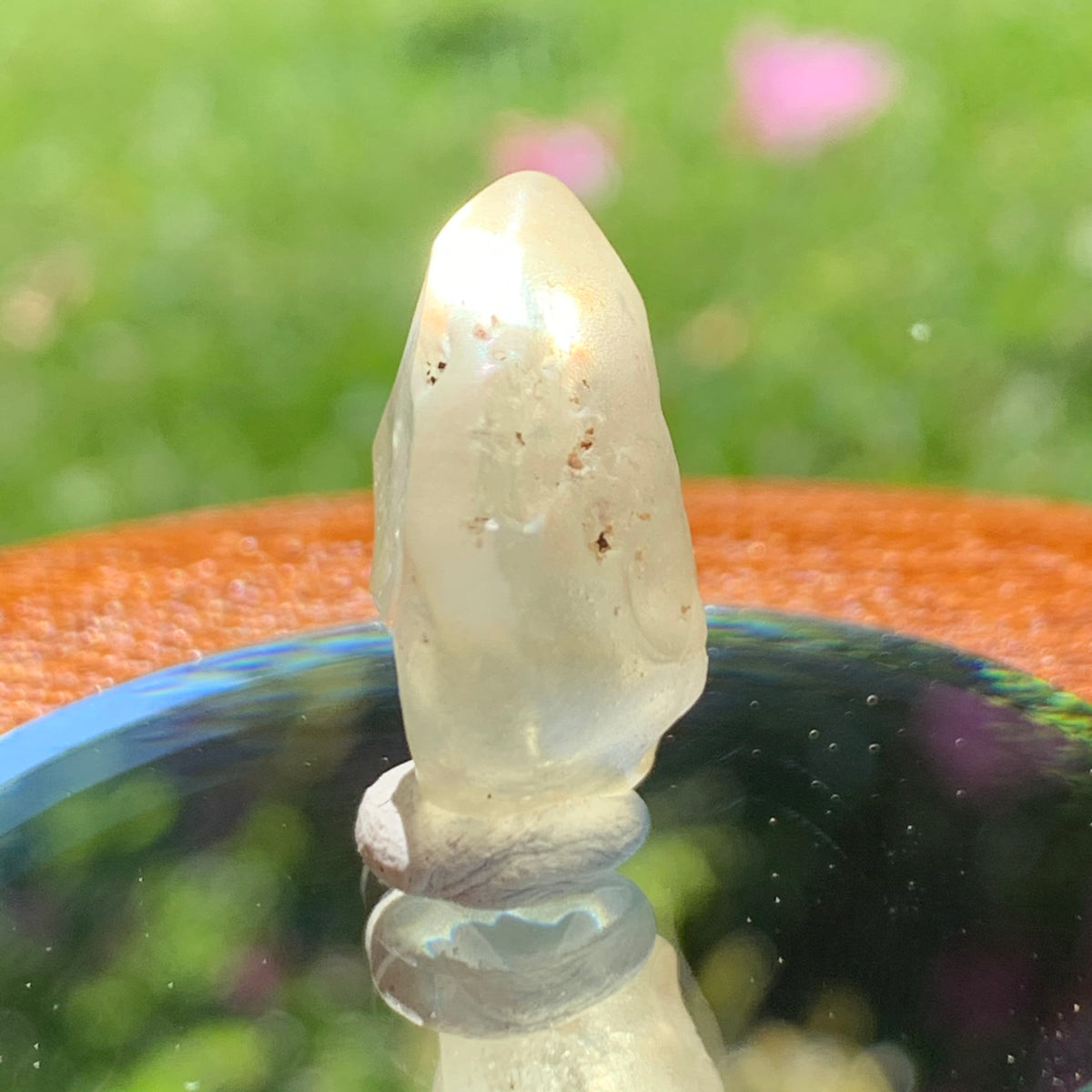 light reflects through the libyan desert glass on display