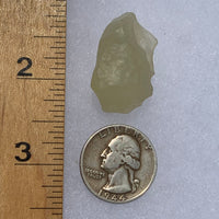 libyan desert glass next to a ruler and US quarter for scale